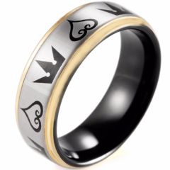 COI Tungsten Carbide Black Rose Kingdom & Hearts Ring-TG5104