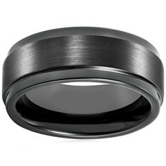 *COI Black Tungsten Carbide Step Edges Ring - TG928AA