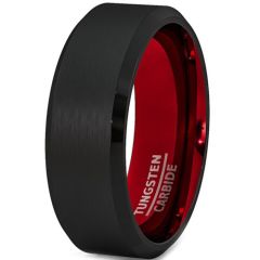 COI Tungsten Carbide Black Red Beveled Edges Ring-TG2547AA