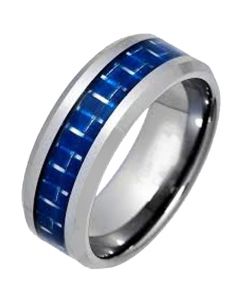 COI Tungsten Carbide Ring With Blue Carbon Fiber - TG1440