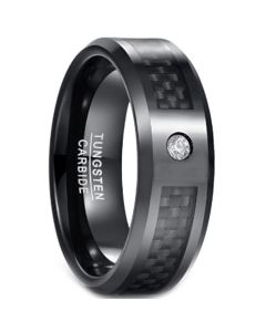 COI Black Tungsten Carbide Carbon Fiber Zirconia Ring-TG1567C