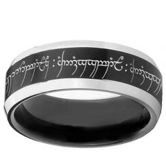 *COI Tungsten Carbide Lord of the Ring Beveled Edges Ring-TG1629B