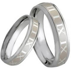 COI Tungsten Carbide Beveled Edges Ring With Roman Numerals-164