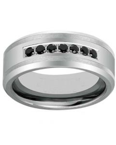 *COI Tungsten Carbide Cubic Zirconia Beveled Edges Ring-TG3089