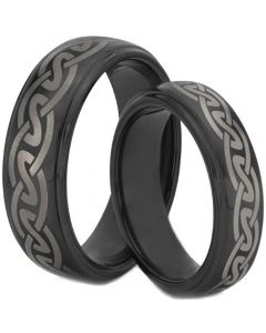 COI Black Tungsten Carbide Celtic Step Edges Ring-TG2129