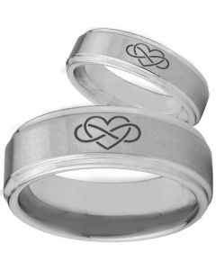 *COI Tungsten Carbide Infinity Hearts Step Edges Ring-TG2146BB