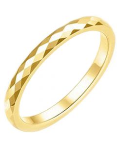 COI Gold Tone Tungsten Carbide Faceted Ring-TG2361