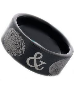 COI Black Tungsten Carbide Custom FingerPrint Ring-2388