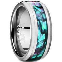 COI Tungsten Carbide Abalone Shell Beveled Edges Ring-TG2436AA