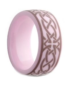COI Pink Ceramic Cross Celtic Dome Court Ring-TG2559AA