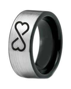 COI Tungsten Carbide Infinity Heart Pipe Cut Ring-TG2720CC