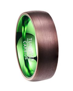 COI Tungsten Carbide Espresso Green Dome Court Ring-TG2941BB