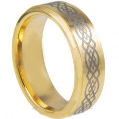 COI Gold Tone Tungsten Carbide Celtic Beveled Edges Ring-TG3028