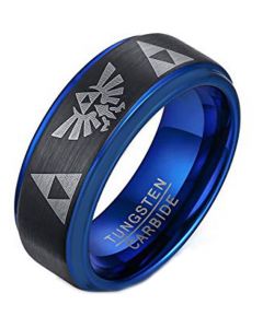 COI Tungsten Carbide Black Blue Legend of Zelda Ring-TG305BB