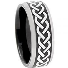 *COI Tungsten Carbide Celtic Beveled Edges Ring - TG3109AA