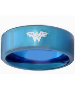 *COI Tungsten Carbide Wonder Woman Pipe Cut Flat Ring-TG3175BB