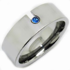 *COI Tungsten Carbide Created Sapphire Pipe Cut Ring-TG3231