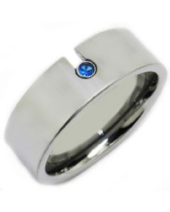 *COI Tungsten Carbide Created Sapphire Pipe Cut Ring-TG3231