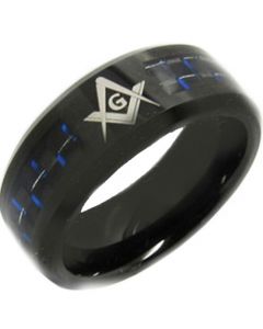 *COI Tungsten Carbide Masonic Ring With Carbon Fiber-TG3253