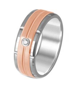 *COI Tungsten Carbide Tire Tread Ring With Cubic Zirconia-TG325BB