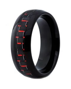 COI Black Tungsten Carbide Ring With Red Carbon Fiber-TG4200