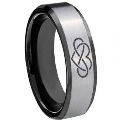 *COI Tungsten Carbide Infinity Heart Beveled Edges Ring-TG3437