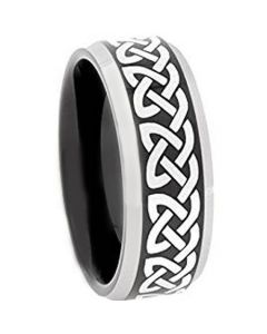 COI Tungsten Carbide Celtic Beveled Edges Ring-TG3653AAA