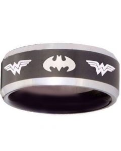 *COI Tungsten Carbide Batman & Wonder Woman Ring-TG3683