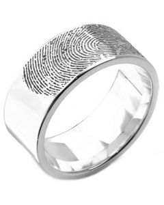 COI Tungsten Carbide Custom Fingerprint Pipe Cut Flat Ring-TG3234