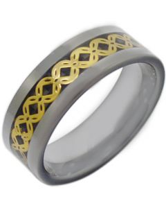 COI Tungsten Carbide Celtic Ring With Black Carbon Fiber-3796