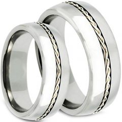 *COI Tungsten Carbide Cable Inlays Dome Court Ring-TG3798
