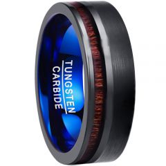 COI Tungsten Carbide Black Blue Offset Wood Ring-TG3901