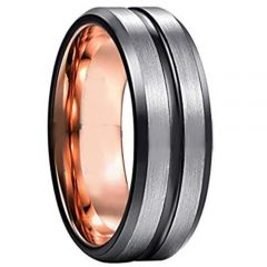COI Tungsten Carbide Black Rose Center Groove Ring - 3940