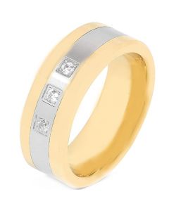*COI Tungsten Carbide Gold Tone Silver Cubic Zirconia Ring-TG3943