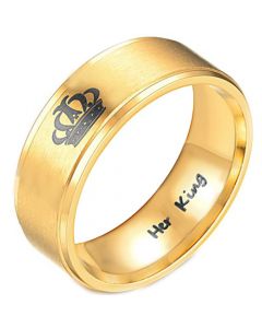 *COI Gold Tone Tungsten Carbide King Crown Pipe Cut Ring-TG3988