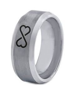COI Tungsten Carbide Infinity Heart Beveled Edges Ring-TG4003DD