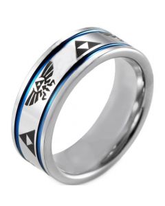 *COI Tungsten Carbide Legend of Zelda Double Grooves Ring-TG4043A
