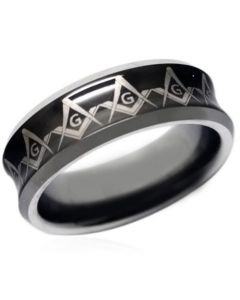*COI Tungsten Carbide Masonic Concave Ring - TG4052AA