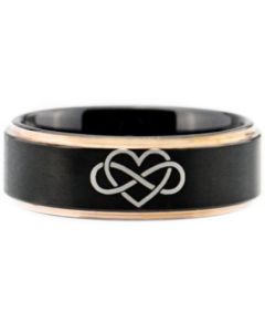 *COI Tungsten Carbide Black Rose Infinity Heart Ring-TG4115BB