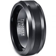 *COI Black Tungsten Carbide Beveled Edges Ring - TG4342BB