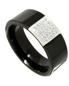 COI Black Tungsten Carbide With Pave Cubic Zirconia-4353