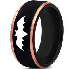 *COI Tungsten Carbide Rose Black Batman Step Edges Ring-TG4371