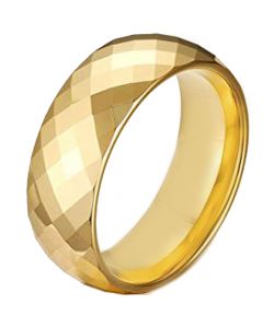 COI Gold Tone Tungsten Carbide Faceted Wedding Band Ring-TG4490