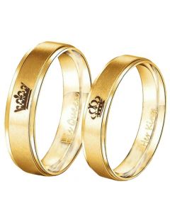 *COI Gold Tone Tungsten Carbide King Queen Crown Ring-TG4716