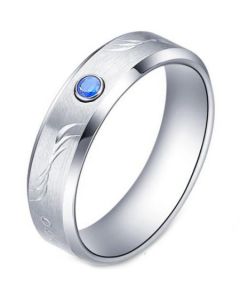 COI Tungsten Carbide Created Sapphire Beveled Edges Ring TG5177