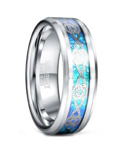 COI Tungsten Carbide Celtic Knots Ring With Crushed Opal-5485