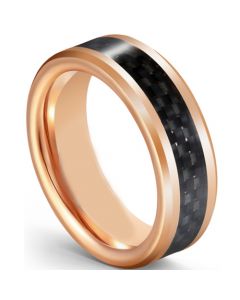 COI Rose Tungsten Carbide Beveled Edges Ring With Carbon Fiber-5595