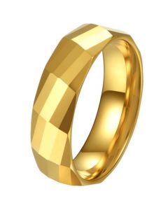 COI Gold Tone Tungsten Carbide Faceted Ring-5620
