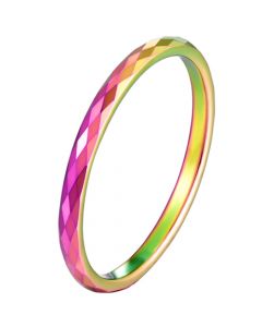 COI Tungsten Carbide Rainbow Pride Faceted Ring-5622