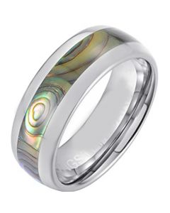 COI Tungsten Carbide Dome Court Ring With Abalone Shell-5661